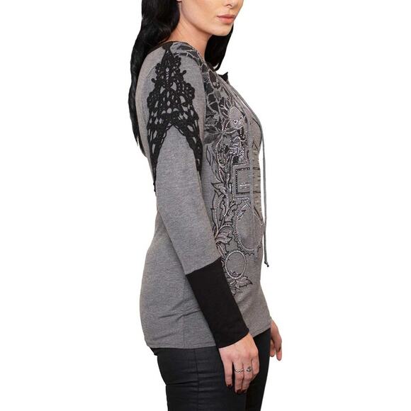 Harley Davidson long sleeve, tie neck top, women's size XL NWT - Picture 2 of 13